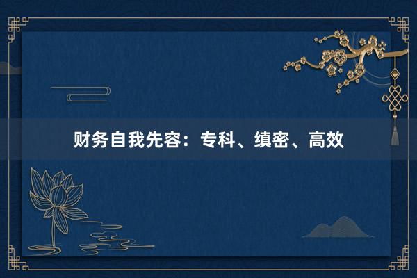 财务自我先容：专科、缜密、高效